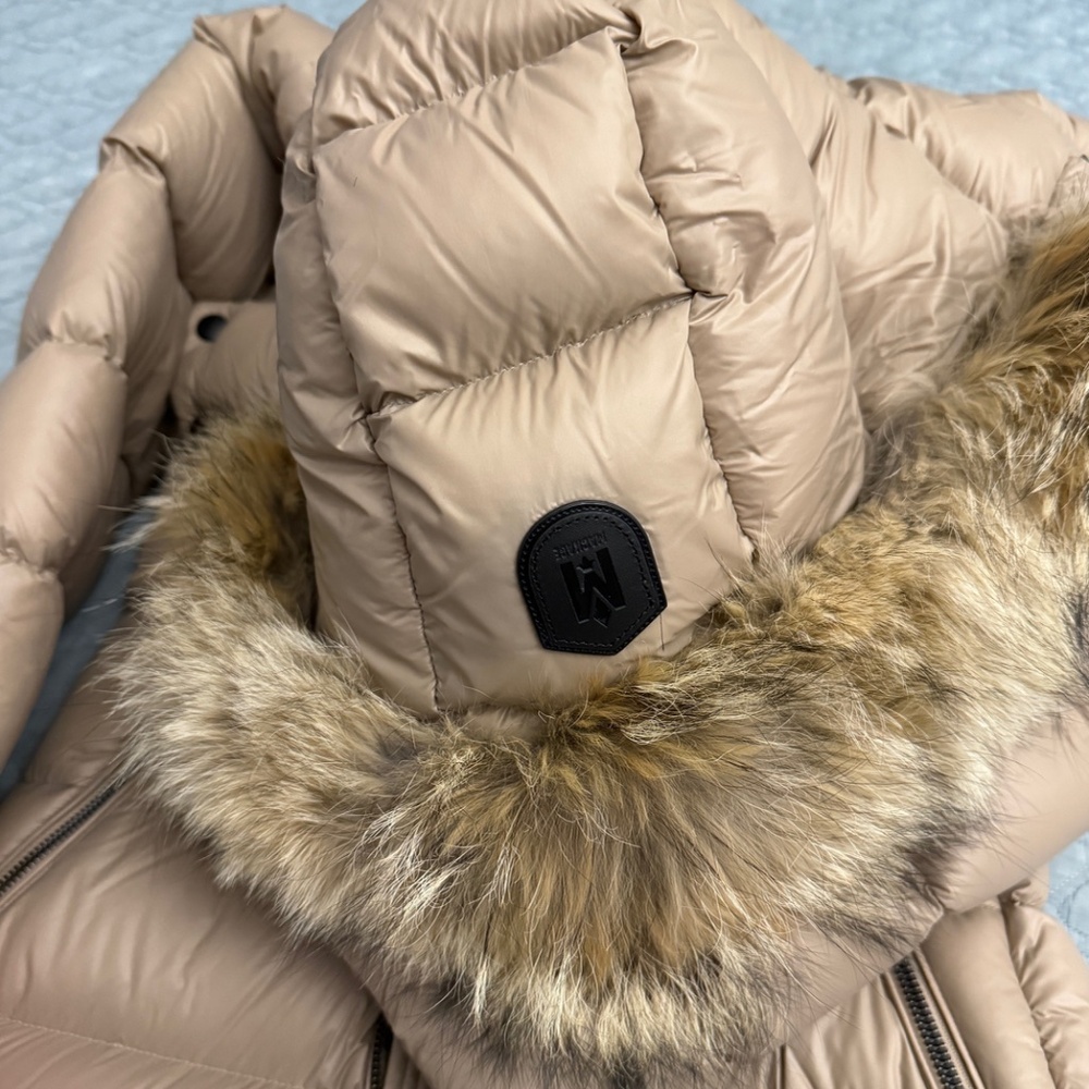 Mackage Valery Coyote Fur-Trim Hoodie Down Coat Camel Beige Size S/P (NWOT) - Picture 7 of 8